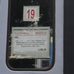 Numer pociągu TLK 55180/82170 widoczny na bilecie, który jest częścią rozkładu jazdy pociągu "Mierzeja" relacji Hel-Lublin.