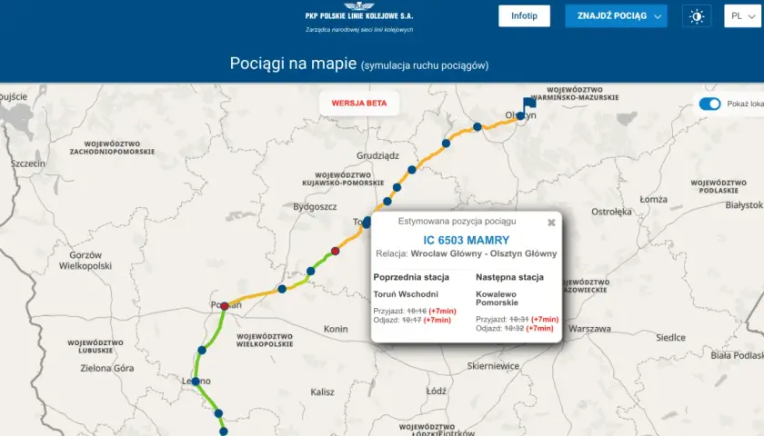 Gdzie jest pociąg Intercity? Sprawdź jego aktualną lokalizację teraz