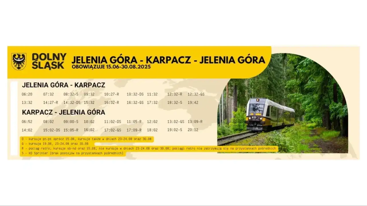 Rozkład jazdy pociągów Jelenia Góra - Karpacz. Sprawdź, jak dojechać do Karpacza pociągiem, wybierając odpowiedni kurs.